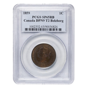 SOLD Canada 1859 DPN9 #2 1 Large Cent Coin - PCGS SP-65RB Ex. Belzberg