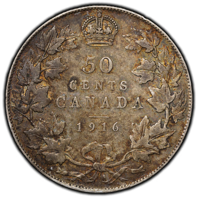 SOLD Canada 1916 50 Cents Half Dollar Silver Coin - Obv. Marks