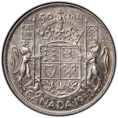 SOLD Canada 1950 50 Cents Half Dollar Silver Coin - Reverse Die Cracks