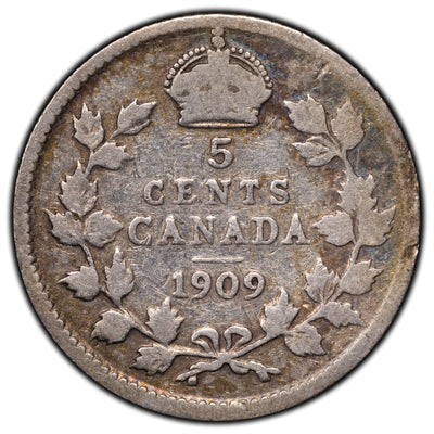 SOLD Canada 1909 Pointed Leaf 5 Cents Silver Coin