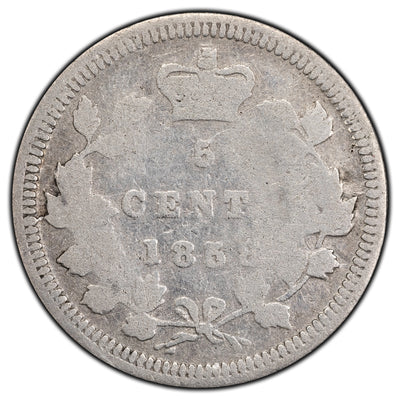 SOLD Canada 1858 Large Date 5 Cents Silver Coin - AG