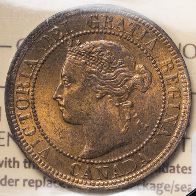 SOLD Canada 1900-H 1 Large Cent Coin - ICCS MS-65 Red (lacquer)