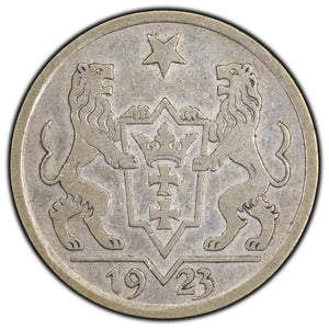 SOLD Danzig 1923 1 One Gulden Silver Coin KM #145