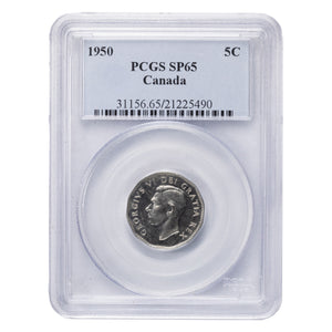 SOLD Canada 1950 5 Cents Nickel Coin - PCGS Specimen SP-65