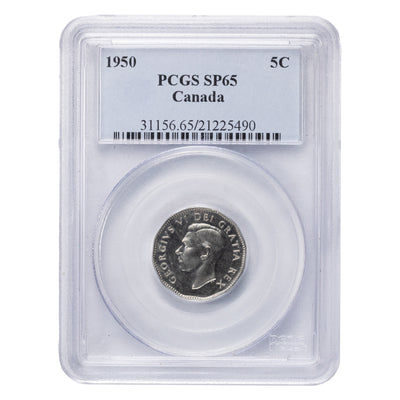 SOLD Canada 1950 5 Cents Nickel Coin - PCGS Specimen SP-65