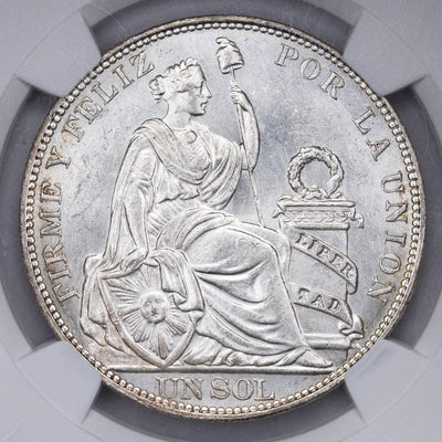 SOLD Peru 1915-FG Sol Silver Coin - NGC MS-63