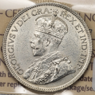 SOLD Canada 1935 25 Cents Quarter Silver Coin - ICCS AU-58