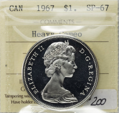 SOLD Canada 1967 $1 Silver Dollar Coin - ICCS SP-67 Heavy Cameo