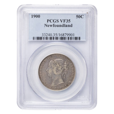 SOLD Newfoundland 1900 50 Cents Silver Coin - PCGS VF-35