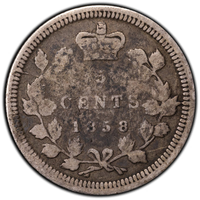 SOLD Canada 1858 Small Date 5 Cents Silver Coin - First Year Of Issue!