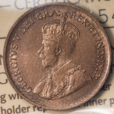 SOLD Canada 1934 1 Small Cent Coin - ICCS MS-64 RB
