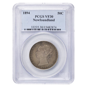 SOLD Newfoundland 1894 50 Cents Silver Coin - PCGS VF-30