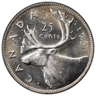 SOLD Canada 1951 High Relief 25 Cents Silver Coin