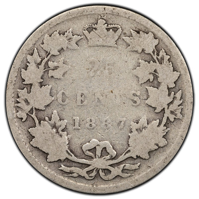 SOLD Canada 1887 25 Cents Quarter Silver Coin - Key Date