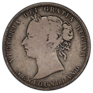SOLD Newfoundland 1874 50 Cents Silver Coin - Low Grade Filler