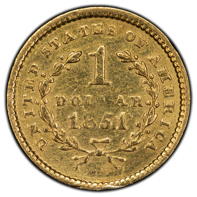 SOLD United States 1851 $1 One Dollar Gold Coin - Cleaned