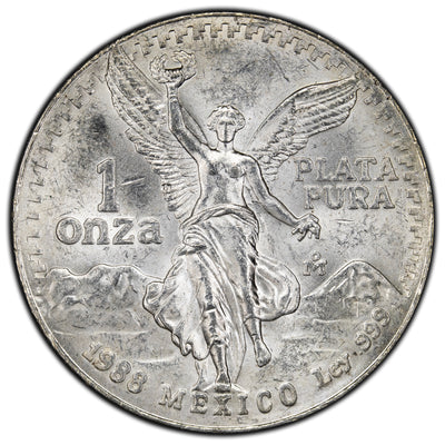 SOLD Mexico 1988 1oz .999 Fine Silver Libertad Coin - Key Date - Reverse Rim Nick