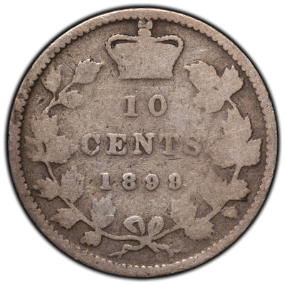 SOLD Canada 1899 Small '99' 10 Cents Dime Silver Coin