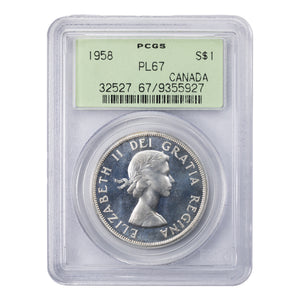 SOLD Canada 1958 $1 Silver Dollar Coin - PCGS PL-67