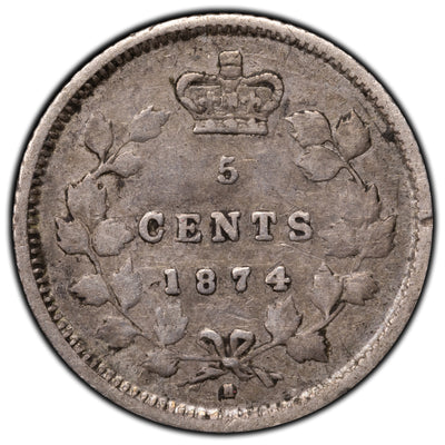 SOLD Canada 1874-H Plain 4 5 Cents Silver Coin