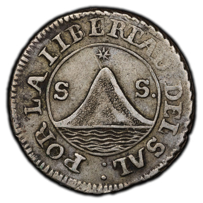 SOLD El Salvador 1835 1 One Real Silver Coin - Scarce Issue!