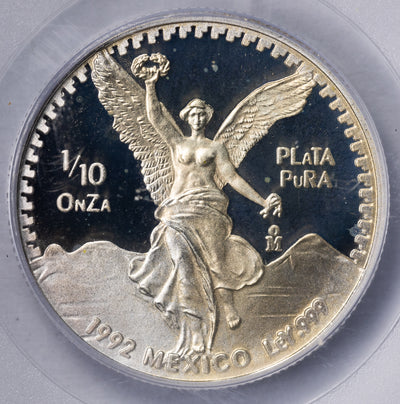 SOLD Mexico 1992-Mo 1/10oz .999 Fine Silver Libertad Coin - PCGS PR-69 DCAM
