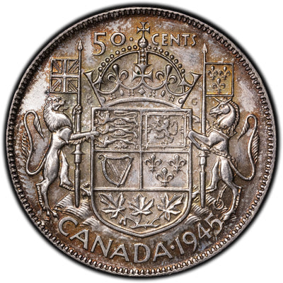 SOLD Canada 1945 50 Cents Half Dollar Silver Coin