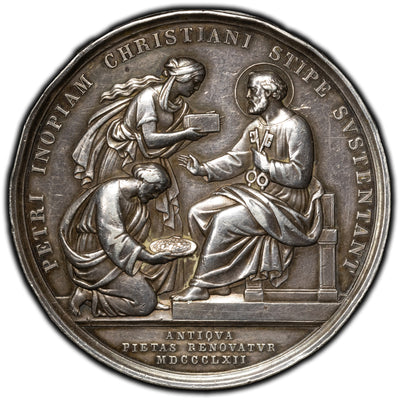 SOLD Italy Vatican Pope Pius IX Silver Medal 44mm
