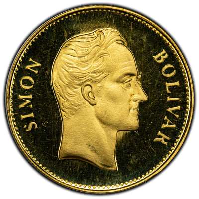 SOLD Venezuela 1975 Libre Dios Lo Quiso Gold Proof Medallion 19mm