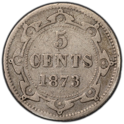 SOLD Newfoundland 1873-H 5 Cents Silver Coin - Scarce Key Date Issue