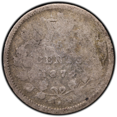SOLD Canada 1874-H Plain 4 5 Cents Silver Coin