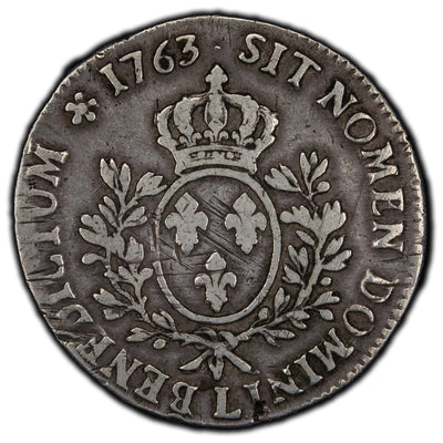SOLD France 1763 1 Ecu Silver Coin