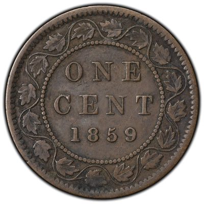 Canada 1859 Wide 9/8 1 Large Cent Coin