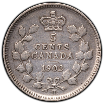SOLD Canada 1902-H Small H 5 Cents Silver Coin
