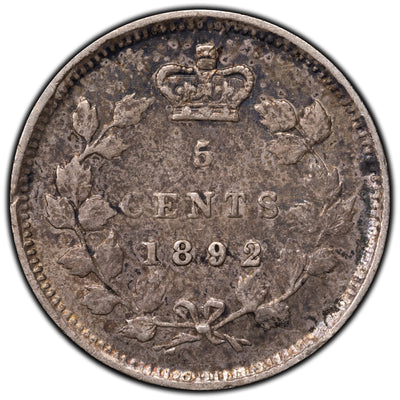 SOLD Canada 1892 Obv 2 5 Cents Silver Coin