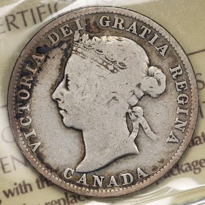 SOLD Canada 1887 25 Cents Quarter Silver Coin - ICCS G-6