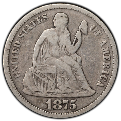 United States 1875 10 Cents Seated Liberty Dime Silver Coin