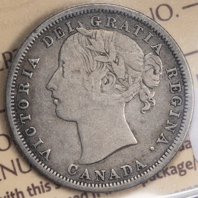 SOLD Canada 1858 Coinage Axis 20 Cents Silver Coin - ICCS F-12