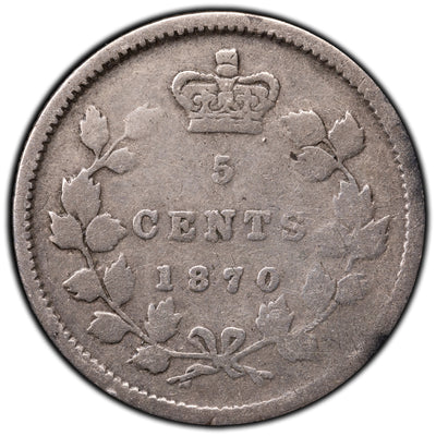 SOLD Canada 1870 Narrow Rim 5 Cents Silver Coin