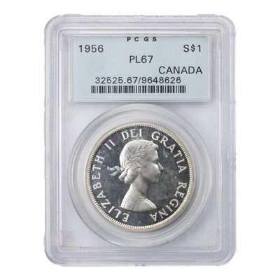 SOLD Canada 1956 $1 Silver Dollar Coin - PCGS PL-67