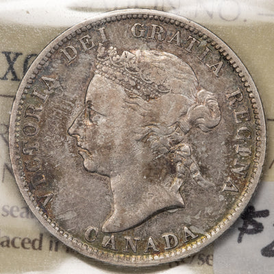 SOLD Canada 1886 6/3 Obv 5 LBE 25 Cents Quarter Silver Coin - ICCS VG-10