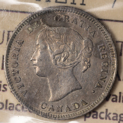SOLD Canada 1900 Oval '0' 5 Cents Silver Coin - ICCS EF-40