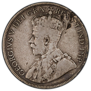 SOLD Canada 1914 50 Cents Half Dollar Silver Coin - Damaged