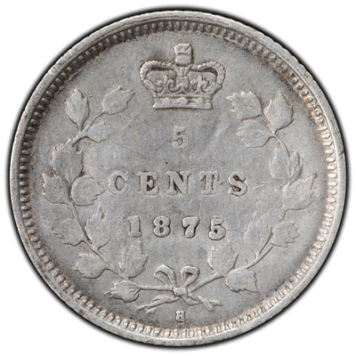 SOLD Canada 1875-H Small Date 5 Cents Silver Coin - Scratched