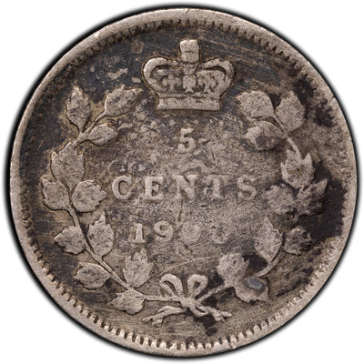 SOLD Canada 1900 Wide 0's 5 Cents Silver Coin