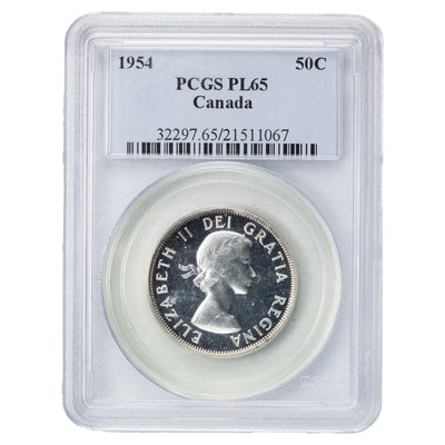 SOLD Canada 1954 50 Cents Half Dollar Silver Coin - PCGS PL-65