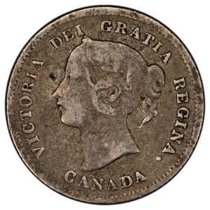 SOLD Canada 1874-H Plain 4 5 Cents Silver Coin - Fine (marks)