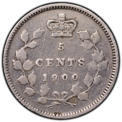 SOLD Canada 1900 Oval 0's 5 Cents Silver Coin