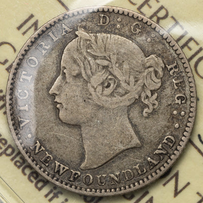 SOLD Newfoundland 1865 10 Cents Silver Coin - ICCS F-12