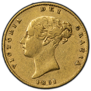 SOLD Great Britain 1851 1/2 Half Sovereign Gold Coin